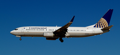 photograph from Flickr of a Continental airplane
