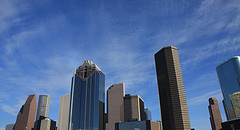 Houston skyline looking up
