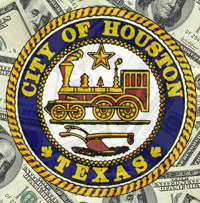 City of Houston seal and money