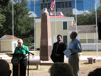 Mayor Parker at USS monument 