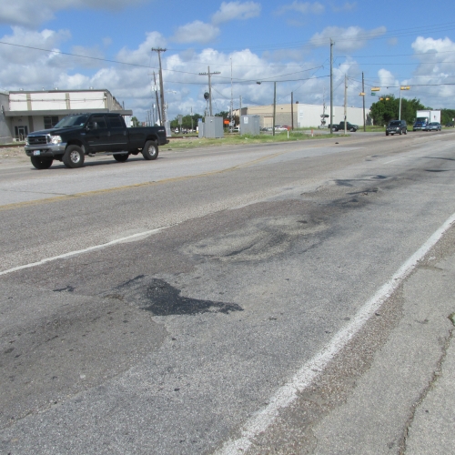 Drivers contend with bumps and potholes on Hempstead Road in northwest Houston