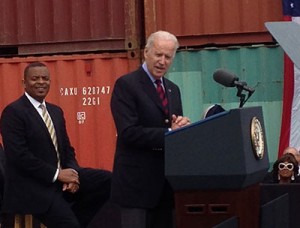 Vice President Joe Biden toured the Port of Houston today, prior to departing for his trip to Panama. Biden used the opportunity to call on Congress to approve funding for the Obama administration's proposal to upgrade the nation's infrastructure.
