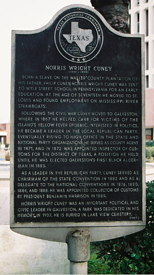 Norris Wright Cuney Texas Historical Commission sign