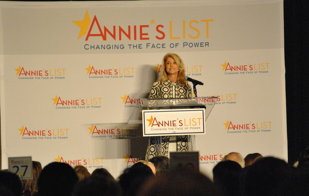 Democratic gubernatorial candidate Wendy Davis speaks during an Annie’s List luncheon in Houston