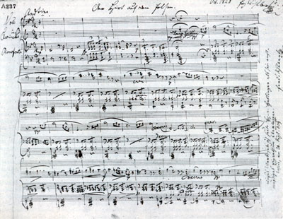 First page of Franz Schubert's autograph for Der Hirt auf dem Felsen (The Shepherd on the Rock), facsimile by Walter Dahms, 1913.