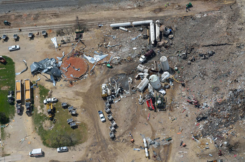 Aerial photo of the West explosion site