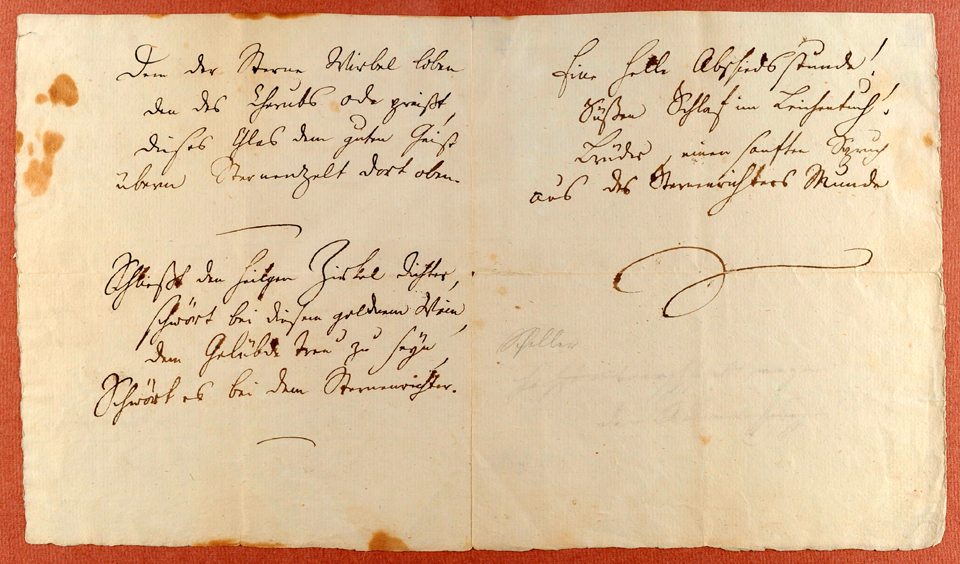 Autograph of Friedrich Schiller's Ode to Joy (1785).