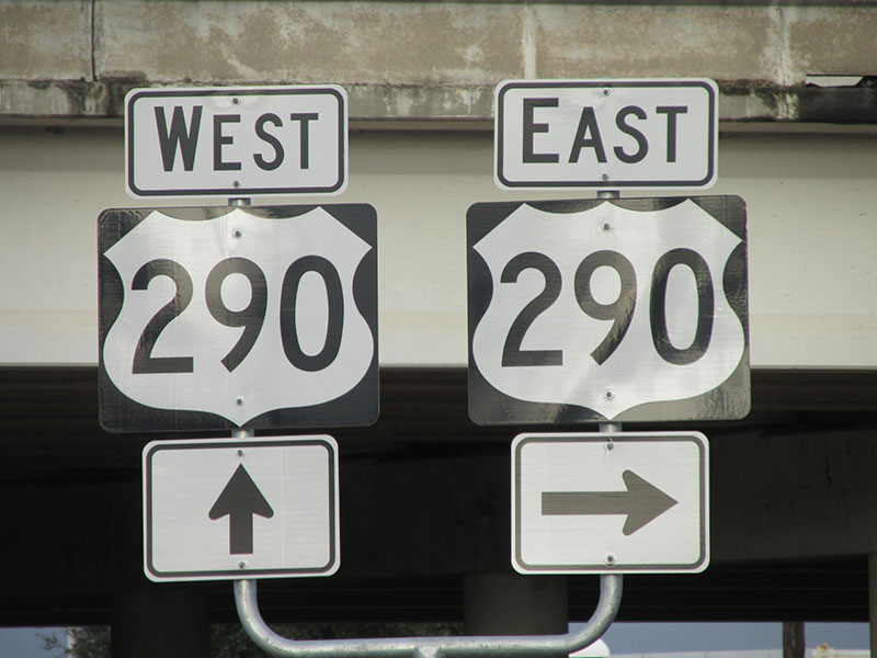 290W and 290E arrow signs