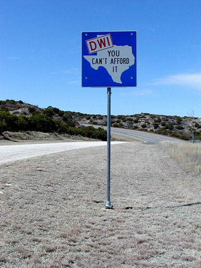 DWI Texas sign