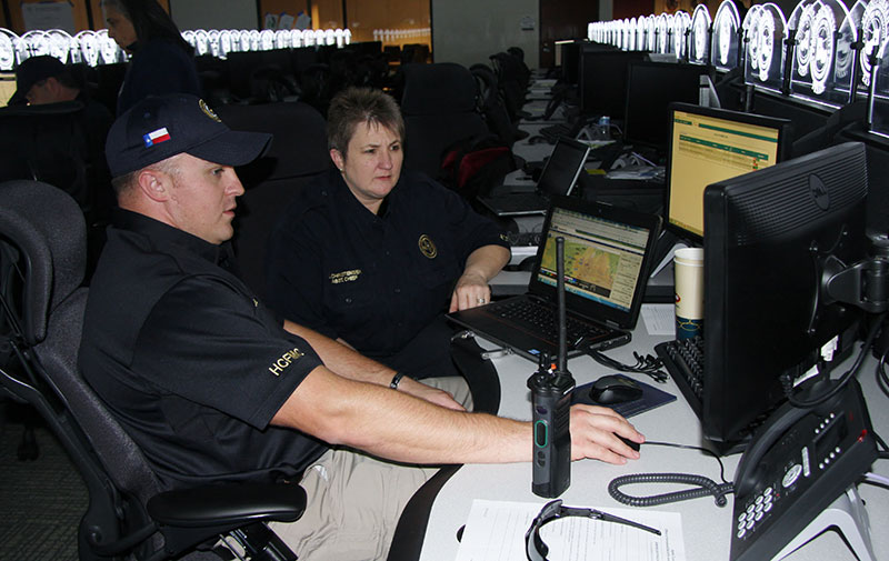 Harris County Fire Marshal assistant chief and deputy supporting emergency operations