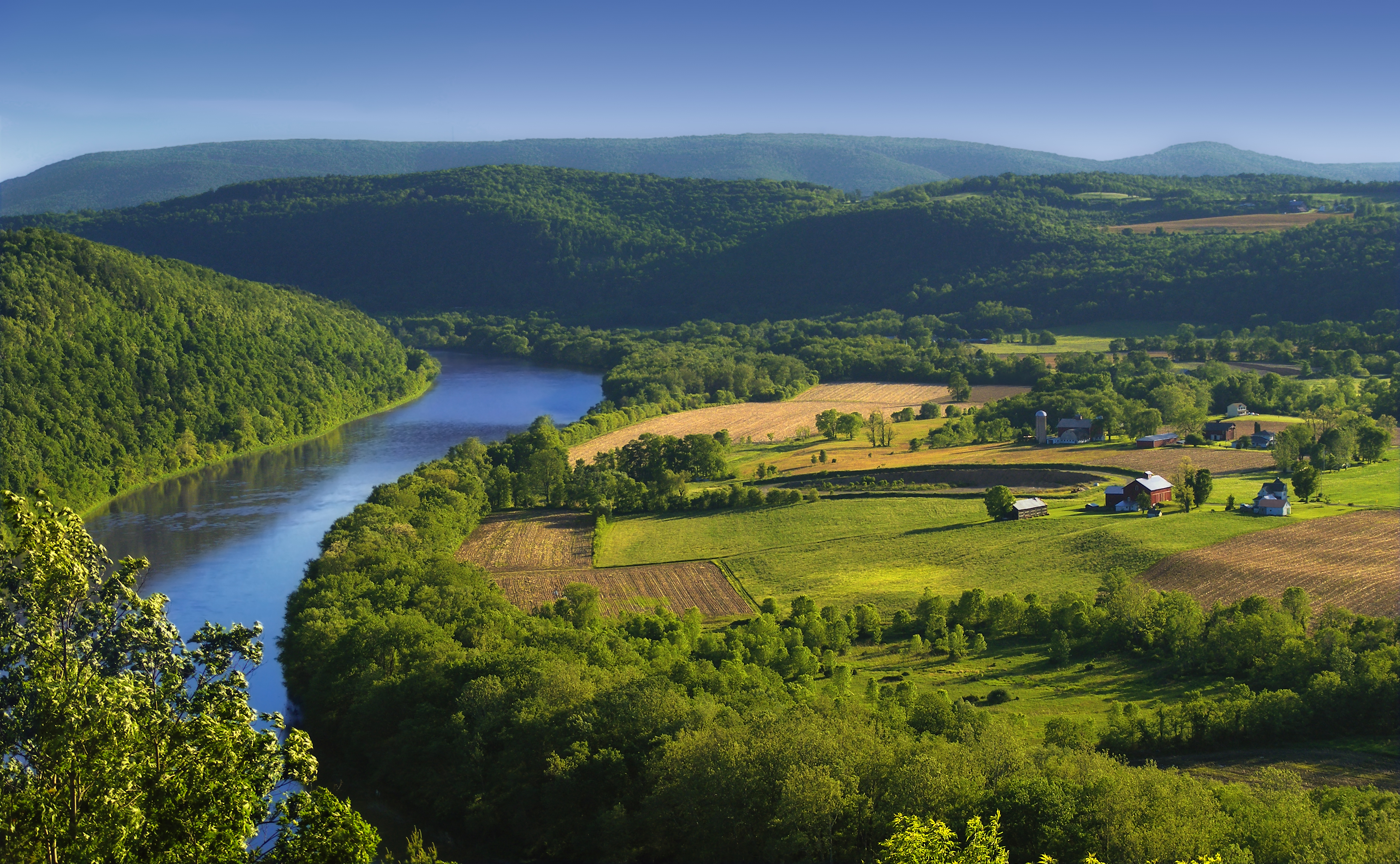 The Susquehanna River running through Bradford County, Pennsylvania