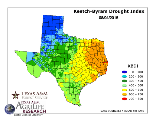 Drought Index map of Texas