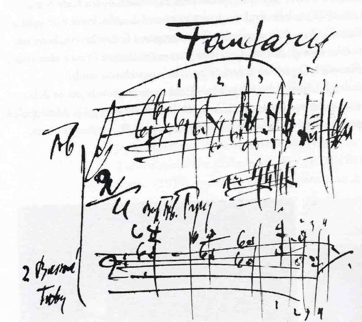 Handwritten portion of Janáček's Sinfonietta.
