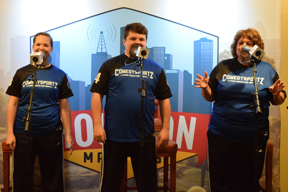 Performers from ComedySportz Houston perform onstage during the Houston Matters Road Show, Aug. 18, 2015.
