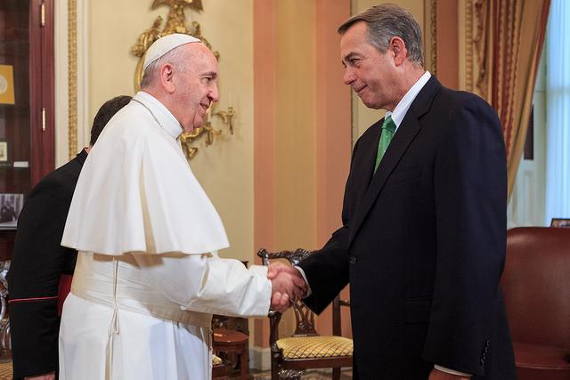 House Speaker John Boehner meets Pope Francis in Washington D.C.