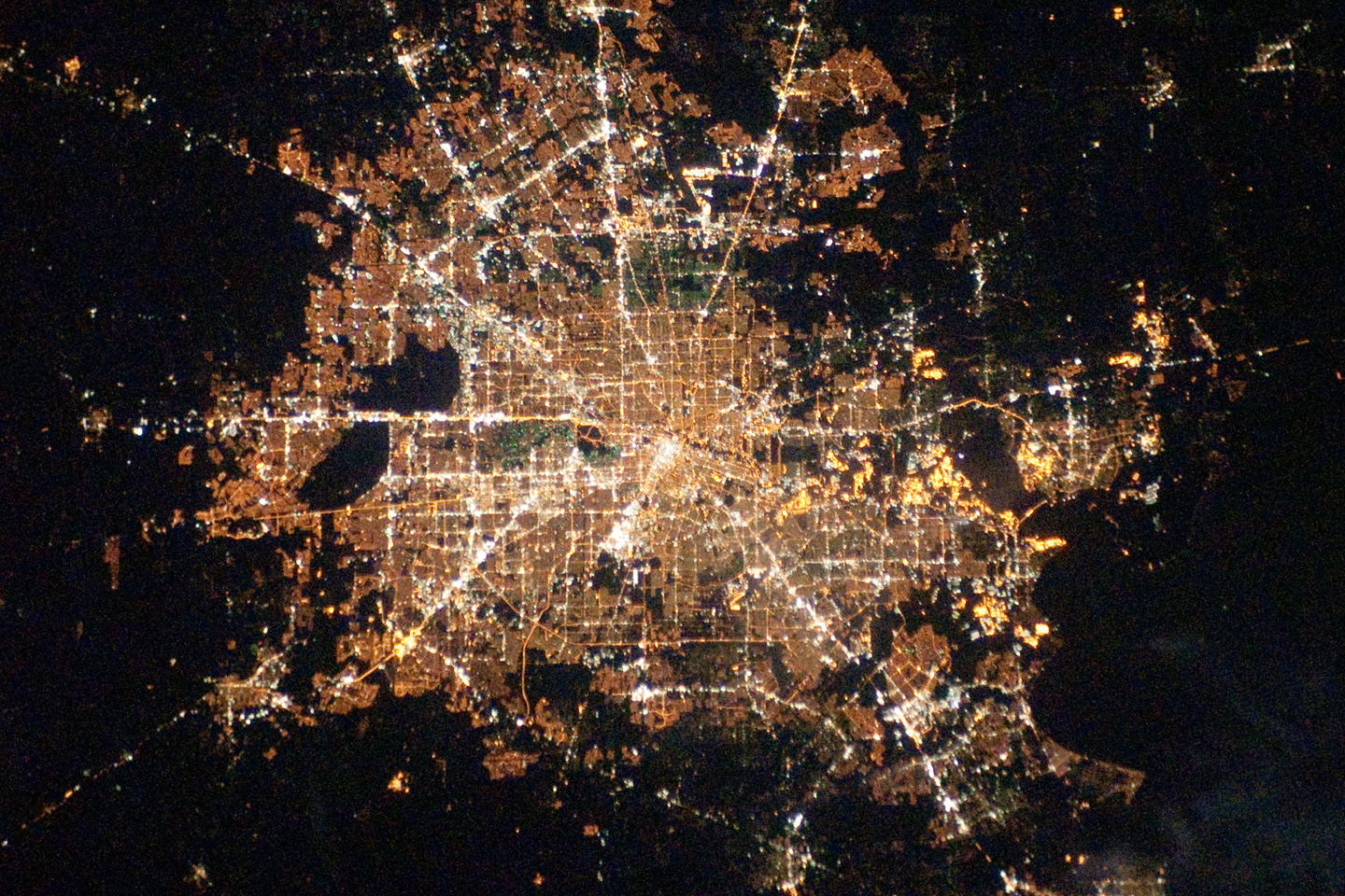 Photo of Houston at night taken by astronauts
