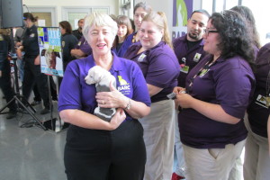 Annise Parker holding puppy