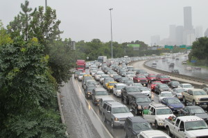 Freeway traffic on I-45 in Houston