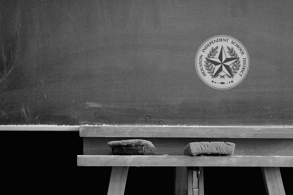 HISD seal on chalkboard