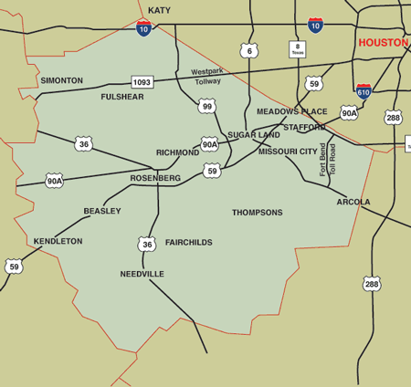 map of Fort Bend County