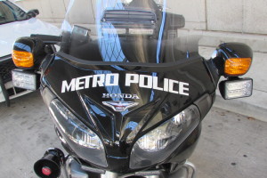 the front of a Metro police motorcycle