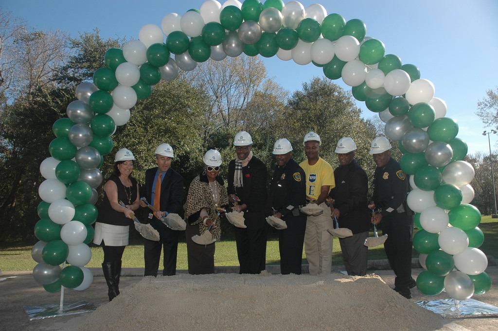 Houston Councilman Larry Green, along with City officials and HPD officers, breaks ground for the upcoming Southwest station.