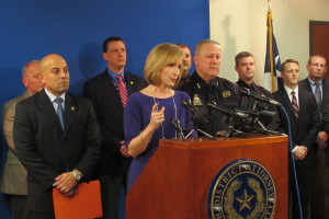 Harris County District Attorney Devon Anderson speaking at news conference