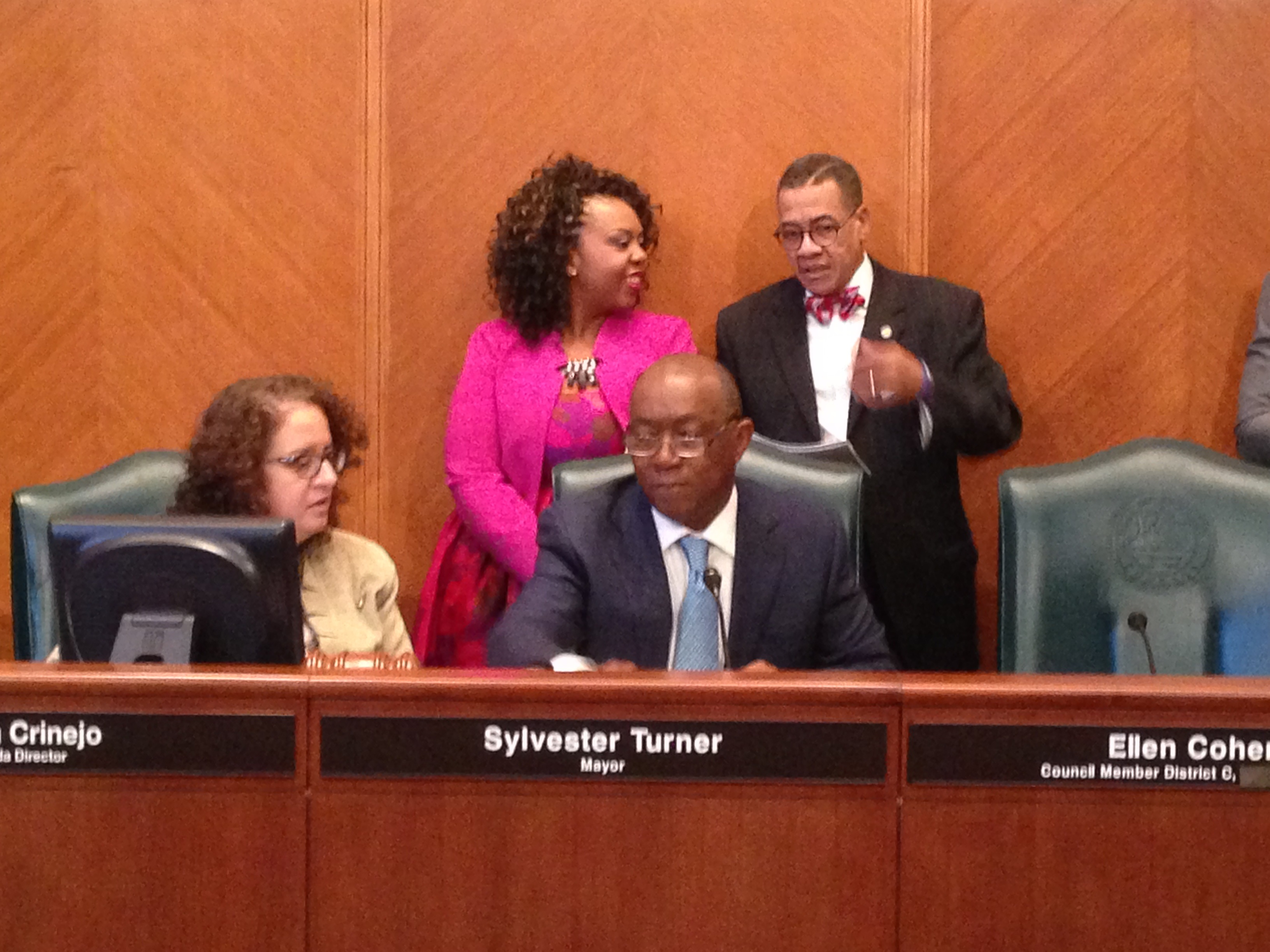 Houston's new Mayor Sylvester Turner presided over the City Council meeting for the first time on Monday.