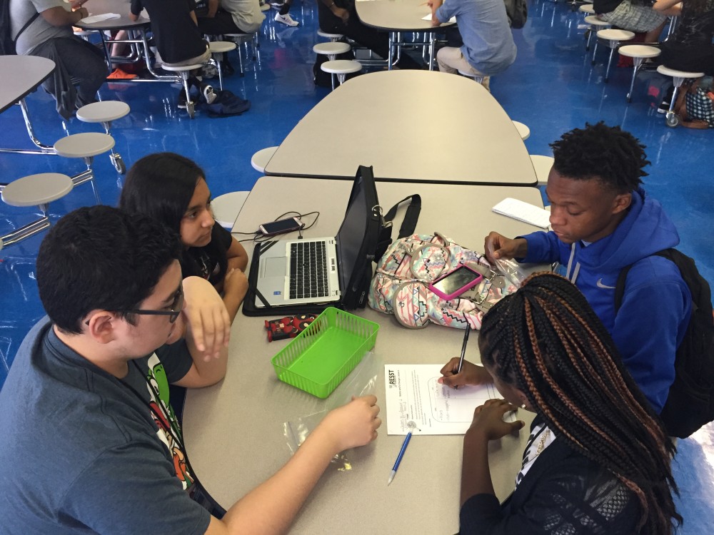 Students at the Energy Institute in HISD collaborate on a interdisciplinary project.