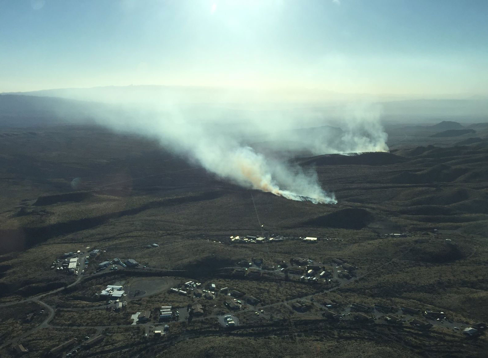 Aerial photo of the wildland fire burning
