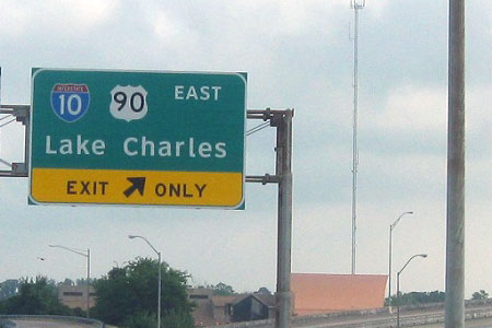 Eat i-10 Lake Charles sign from Beaumont