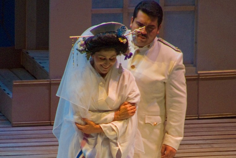 Cio-Cio San and Pinkerton in a scene from Puccini's Madama Butterfly