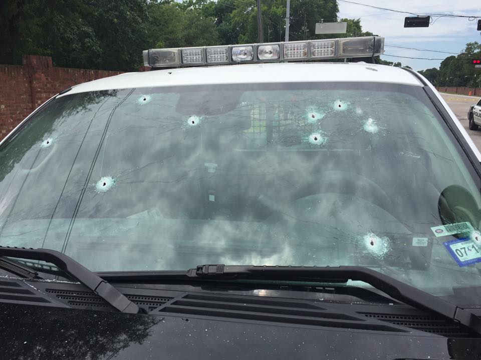 Bullet shattered HPD windshield
