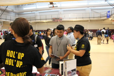 Huston-Tillotson Angelica Erazo gave her pitch about the benefits of historically black colleges and universities to Luis Betancourt, a high school freshman already thinking about college. The Houston Independent School District held an HBCU college summit at Texas Southern University in May.