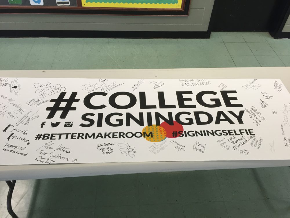 More than 1,000 high schools around the country have held college signing days to celebrate students continuing their education beyond high school, including Austin and Chavez high schools in Houston.