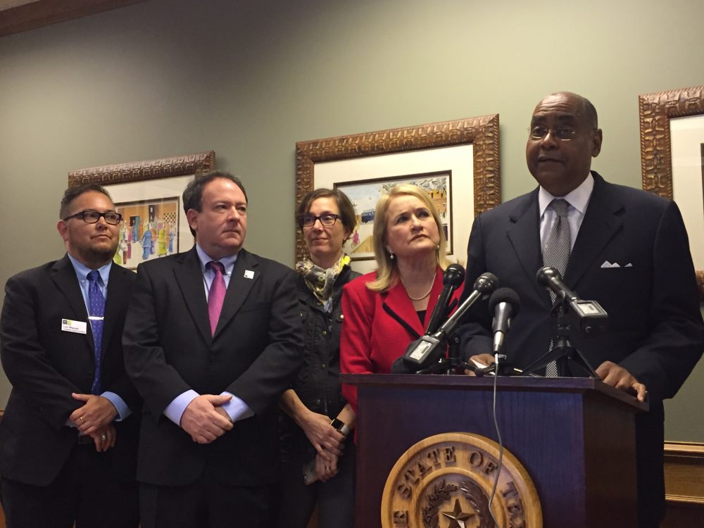 State Sen. Rodney Ellis, D-Houston, leads a press conference about transgender students' rights on May 16, 2016.