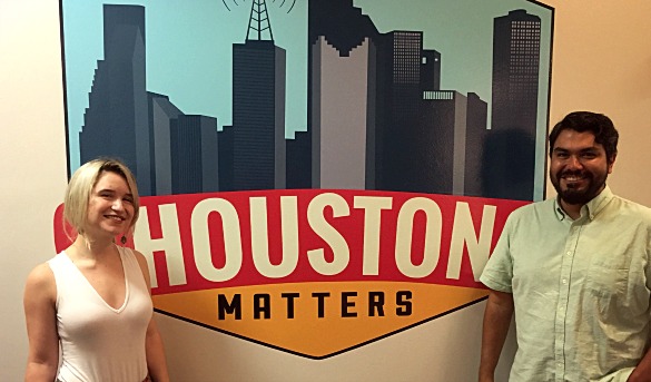 Hannah McClure and Chris Valdez, of the marketing and design firm Primer Grey, have created Houston-themed emojis -- called Houmoji. (Photo: Michael Hagerty, Houston Public Media)