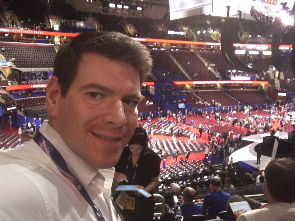 Reporter Andrew Schneider at the 2016 Republican National Convention