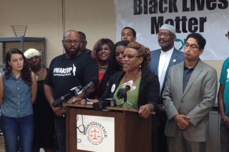 Tarsha Jackson, director of the Texas Organizing Project, TOP, in Harris County, led a press conference held at TOP’s headquarters in Houston to launch the ‘Right 2 Justice’ campaign.