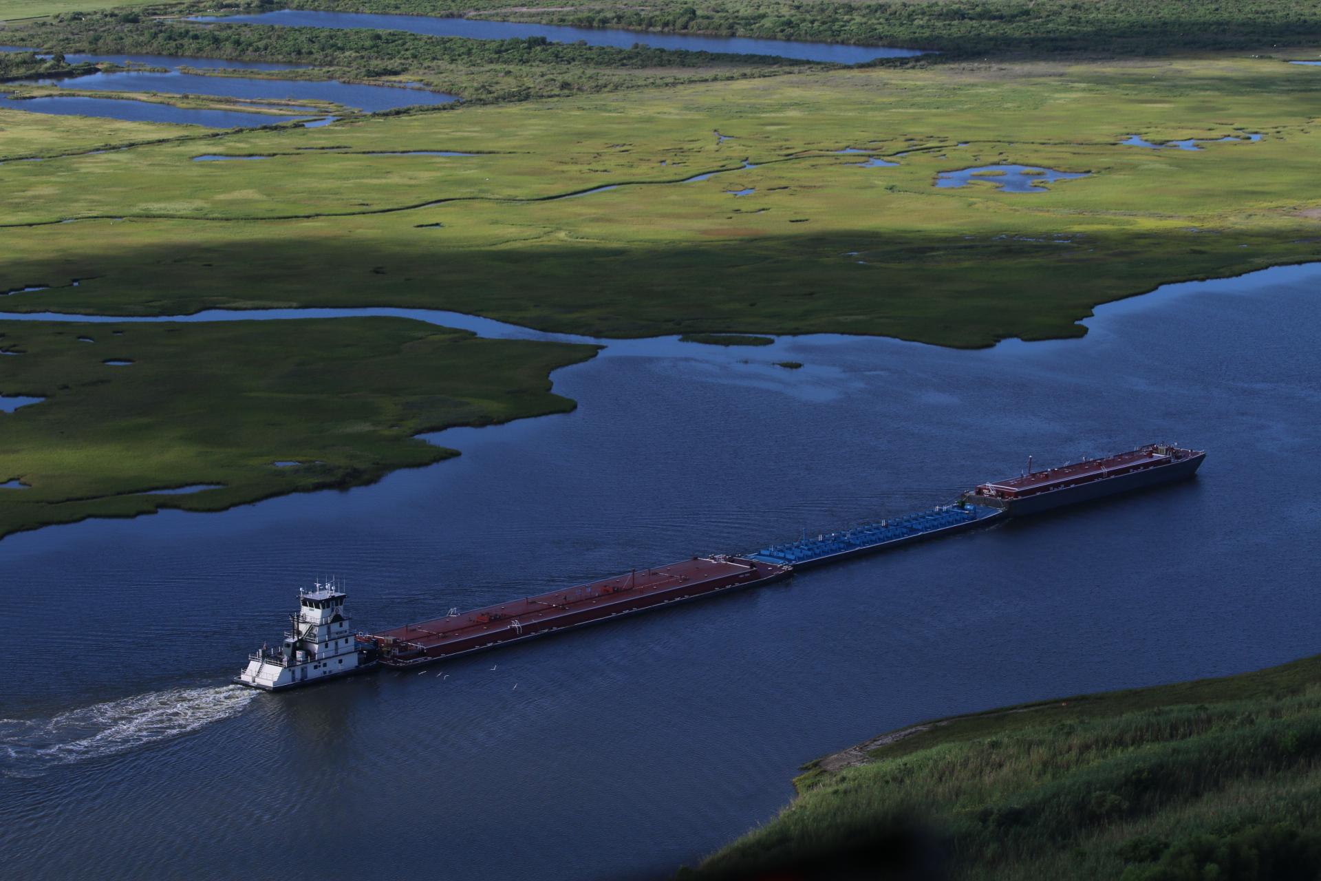 Barge on the Gulf Intracoastal Waterway near Galveston