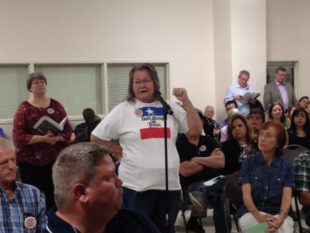 Blenda Barnes was one of the area residents who spoke at the meeting to express her concern about the waste pits in the San Jacinto River.