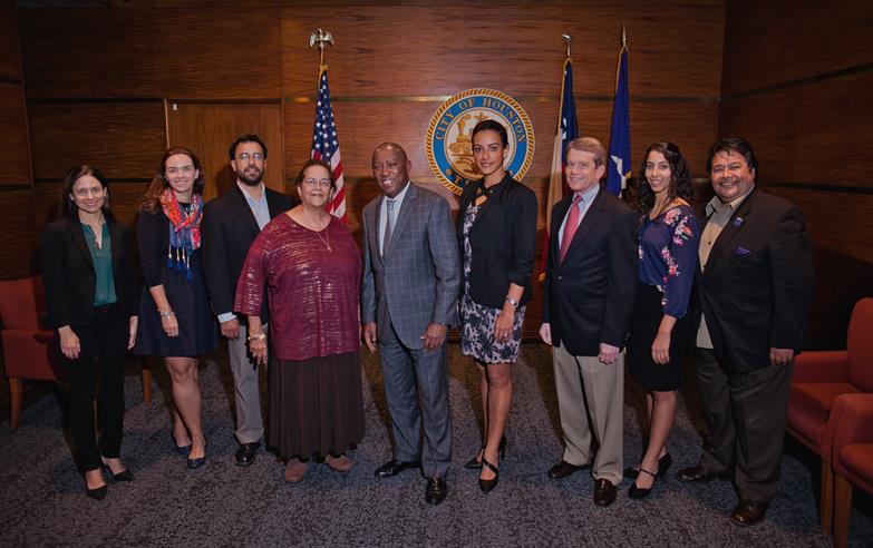 Mayor Sylvester Turner and partners in Latino Theater Festival