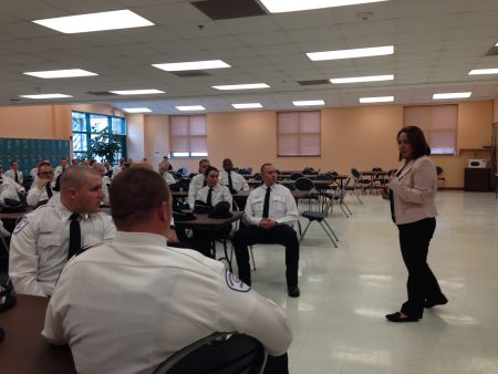 Immigration lawyer Silvia Mintz talked to the cadets when the visited the Denver Harbor Multi-Service Center, which is located in a part of Houston where many of its residents are immigrants from Latin American countries.