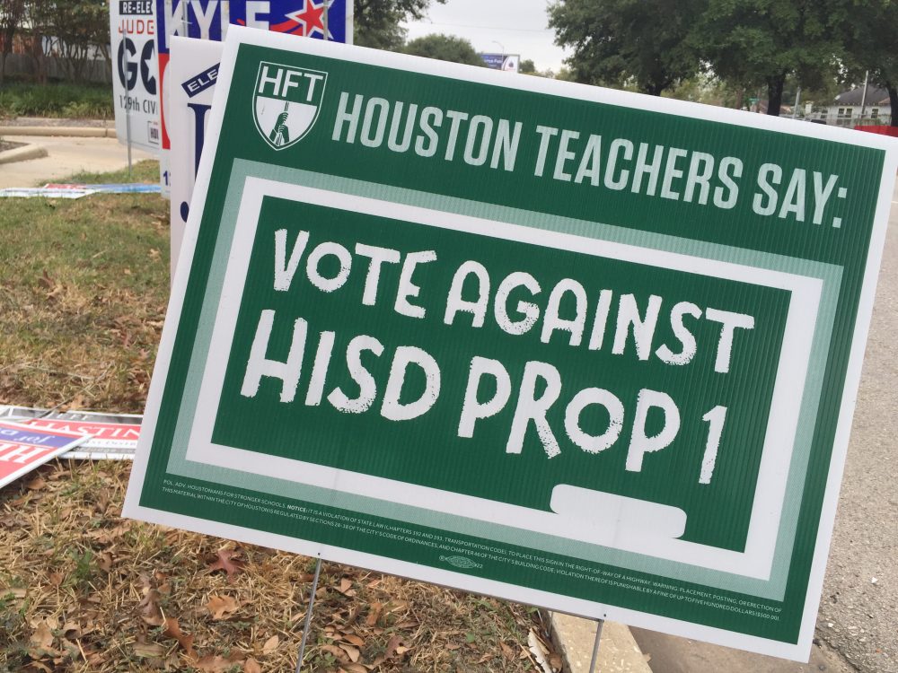 There was a strong campaign against Proposition 1 in HISD, against sending tax dollars from the district to the state, under the so-called "Robin Hood" program.