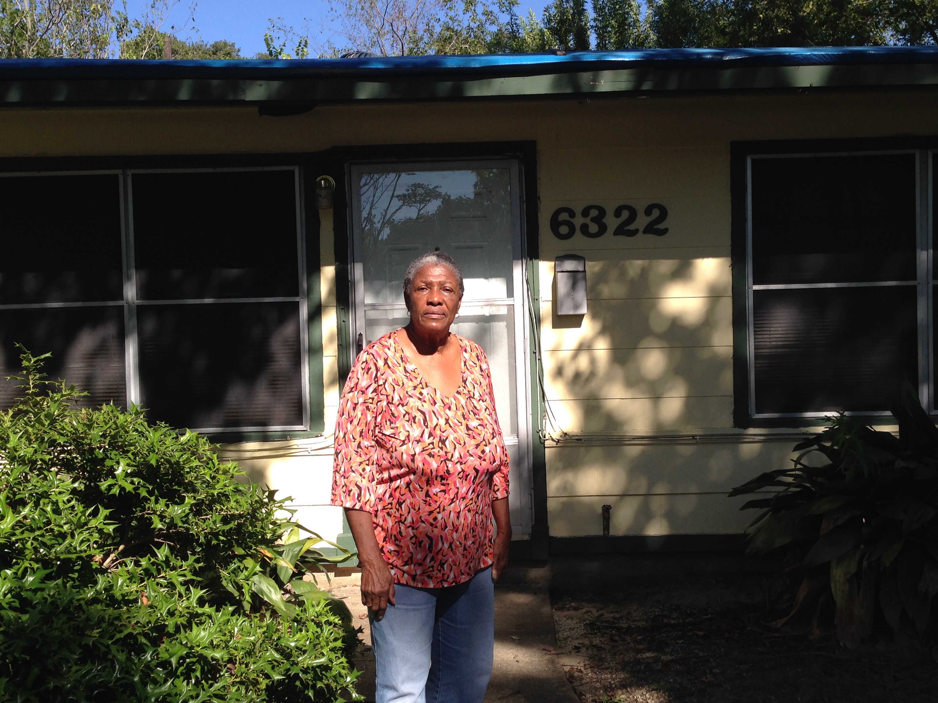 Vallia Huff, a retiree who lives in south Houston, lost her home's roof after hurricane Ike swept the region, back in 2008.