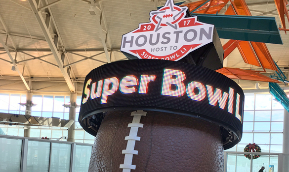 A countdown to Super Bowl 51 as seen at Houston's Hobby Airport. (Photo: Michael Hagerty, Houston Public Media)
