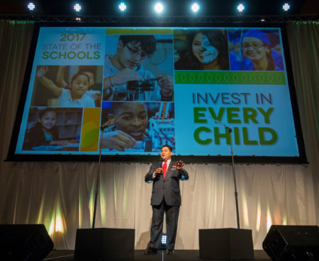 Houston ISD Superintendent Richard Carranza comments during the State of the Schools luncheon at the Hilton of the Americas, February 15, 2017.
