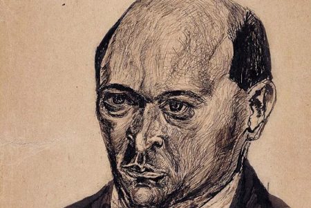 Self-portrait sketch of Arnold Schoenberg