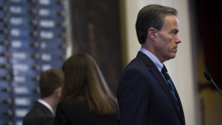 Texas House Speaker Joe Straus at the state Capitol in April 2017. Straus opposes efforts by other powerful Republicans to pass a 'bathroom bill' that would affect transgender people.