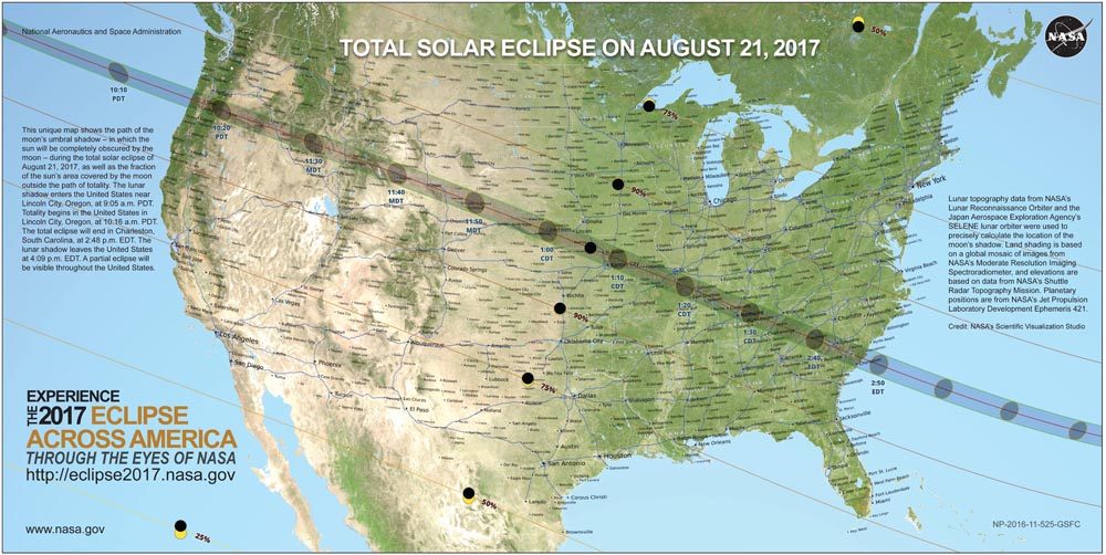 Total Solar Eclipse on August 21, 2017 map